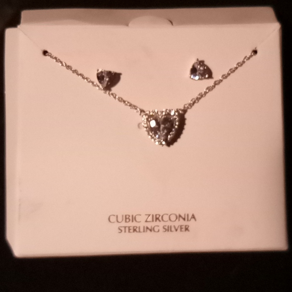 Sterling silver earings and heart necklace
